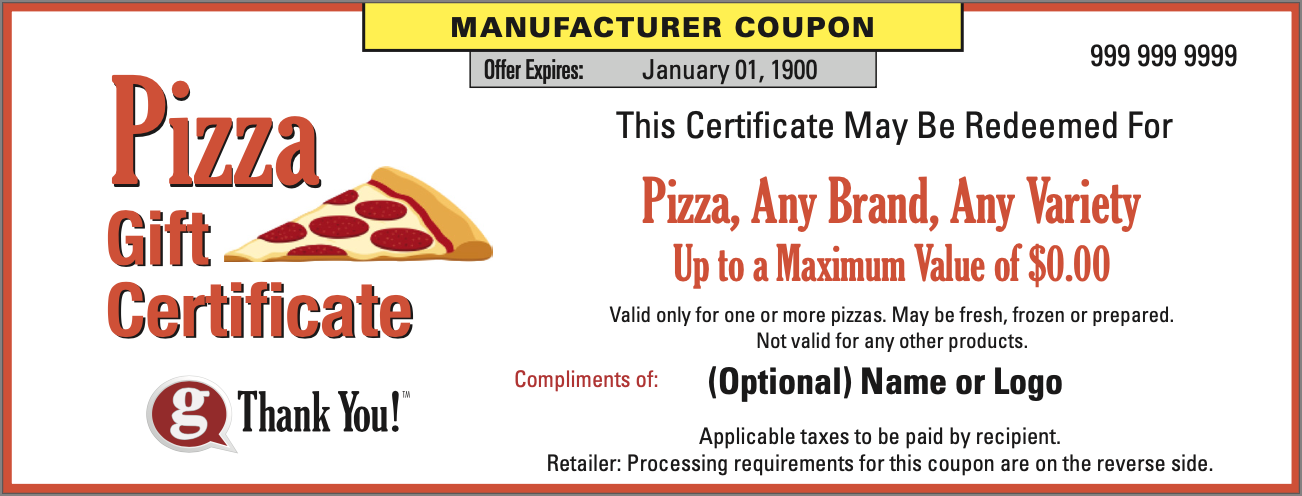 Pizza Gift Certificates